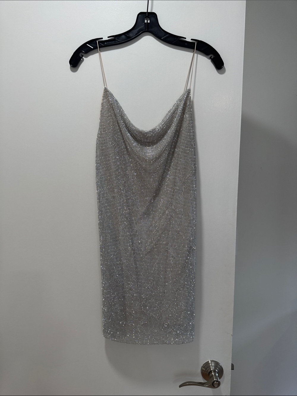 Alice + Olivia Silver Chainmail Mini Slip Dress